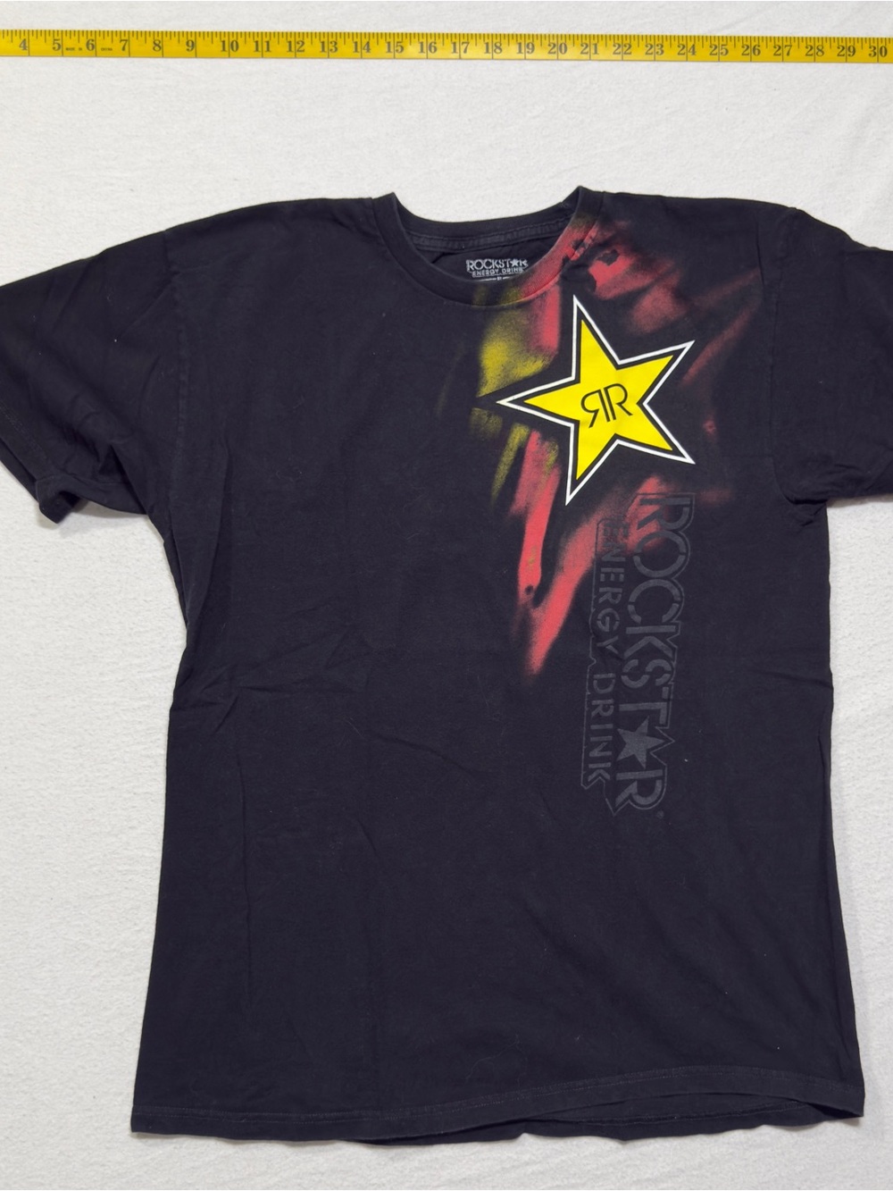 Rockstar Energy Black Graphic Tee with Yellow Star Y2K